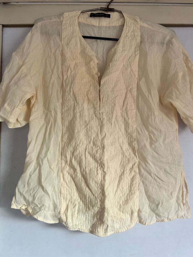 Zara Cream Button-Down Top