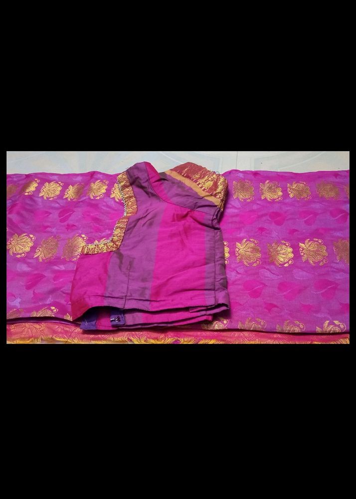 Pink &amp; Gold Sari with Blouse