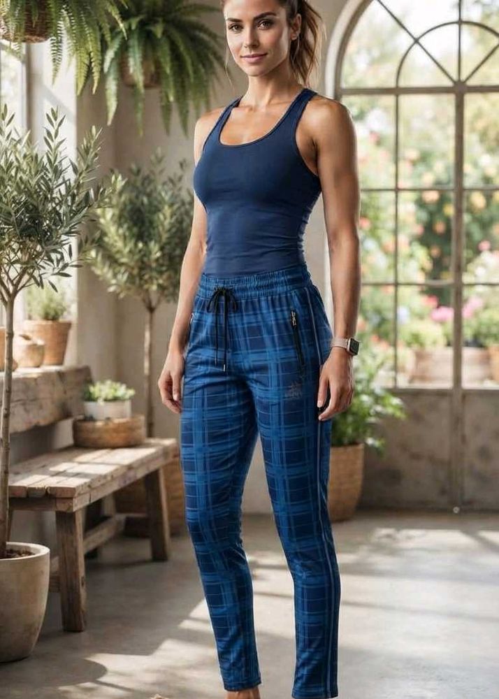 Blue Plaid Track Pants