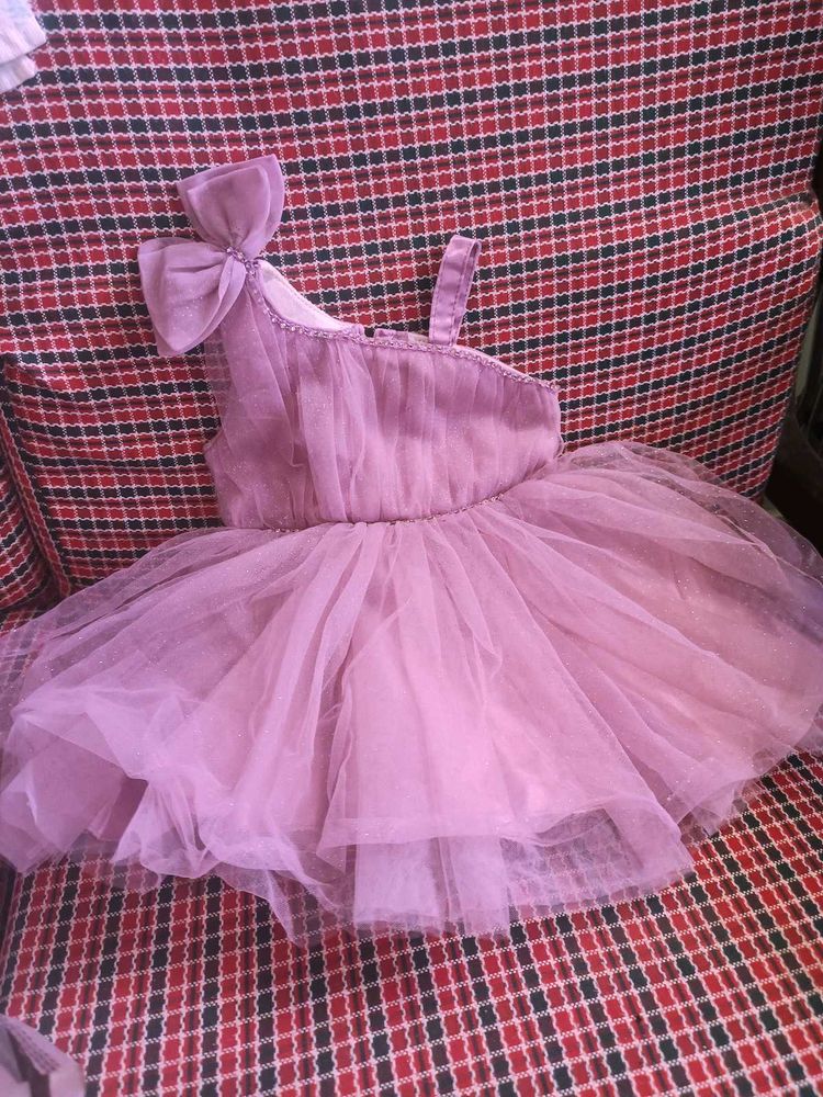 Cute Mauve Pink Tutu Dress with Bow