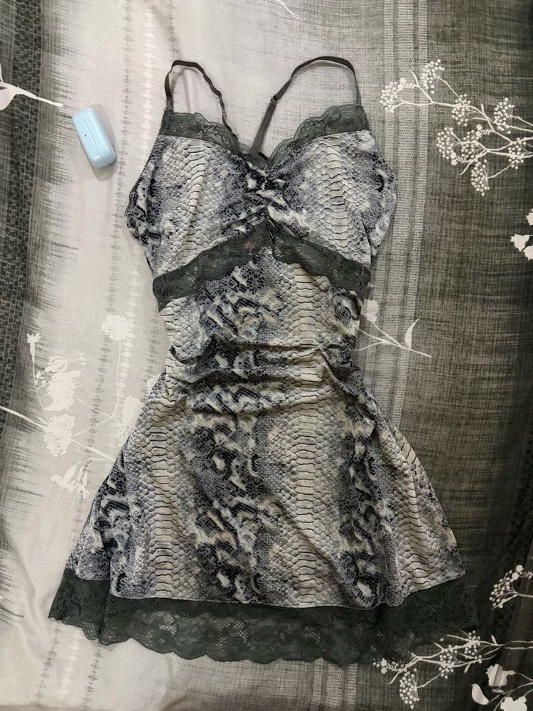 Grunge Snake Print Mini Dress