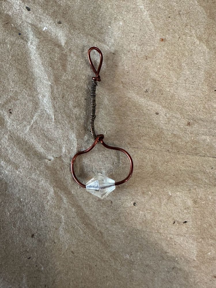 Wire Wrapped Crystal Charm pendant- Copper