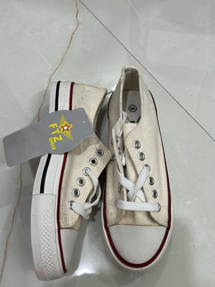 Cream Canvas Sneakers