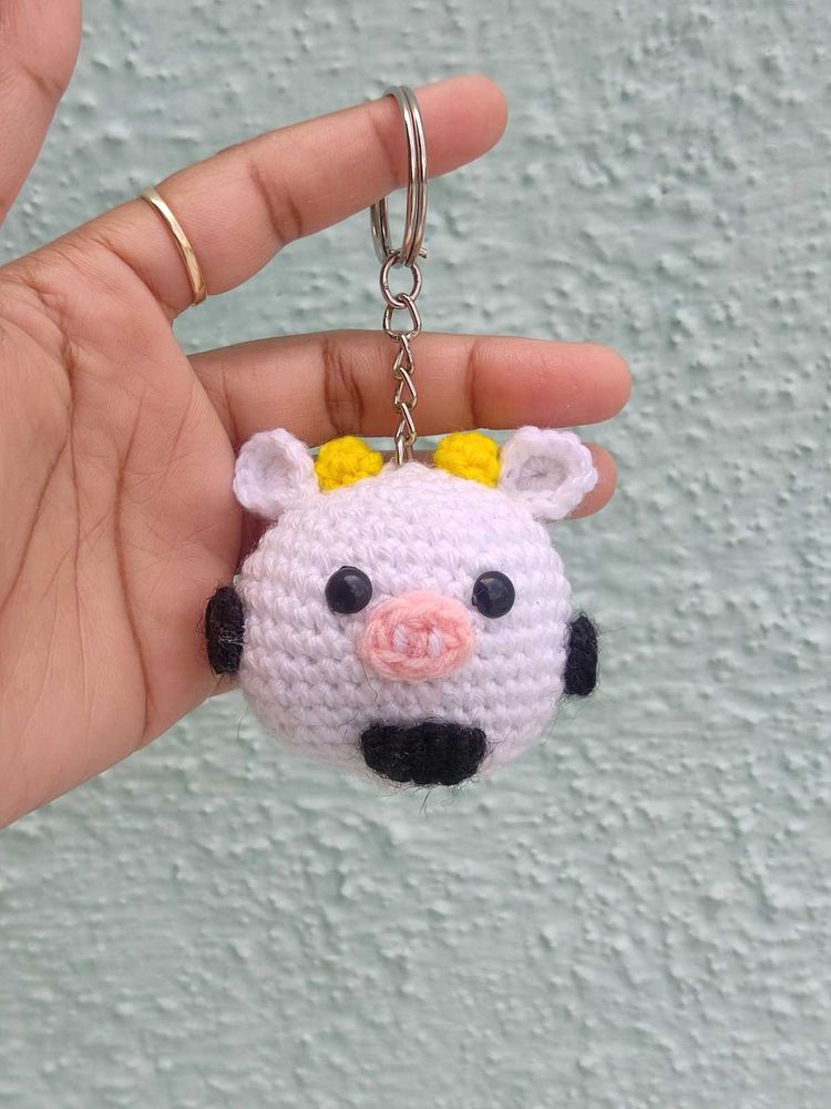 crochet handmade cow keychain