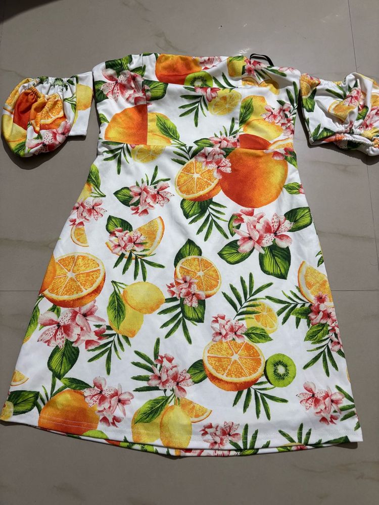 Cute Floral Print Off-Shoulder Dress