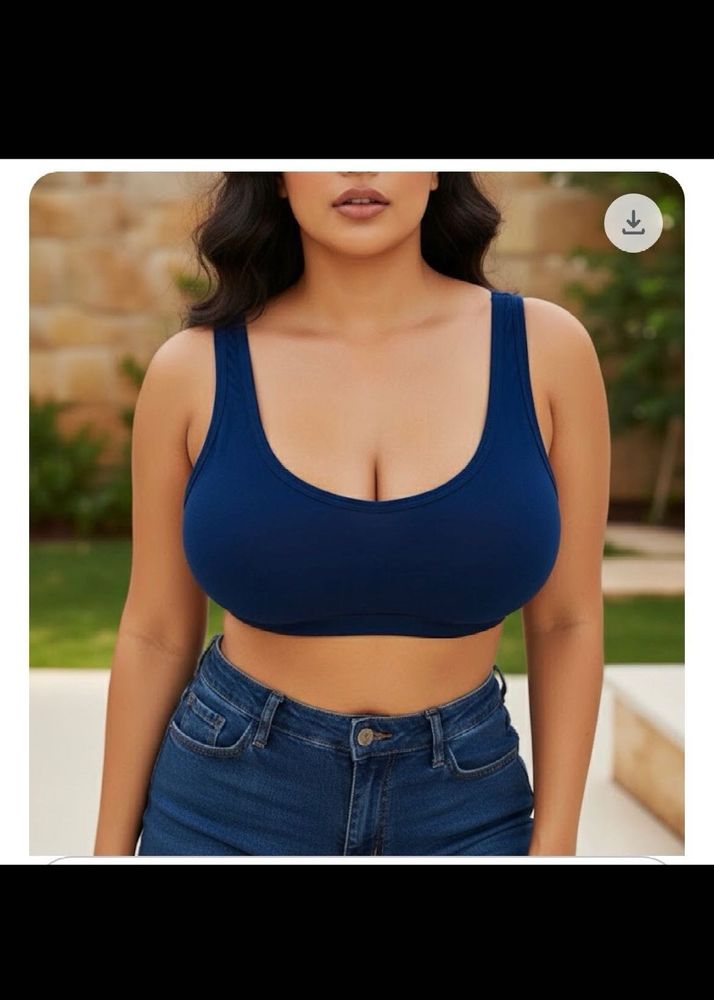 Navy Blue Cropped Tank Top