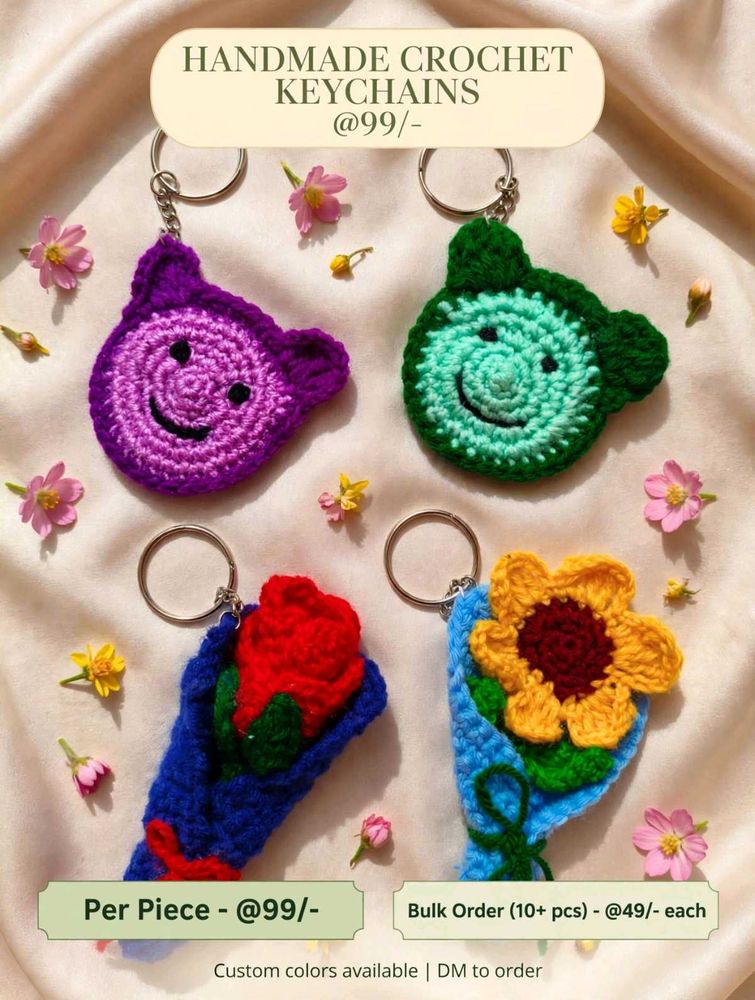4 set of Handmade Crochet Keychains