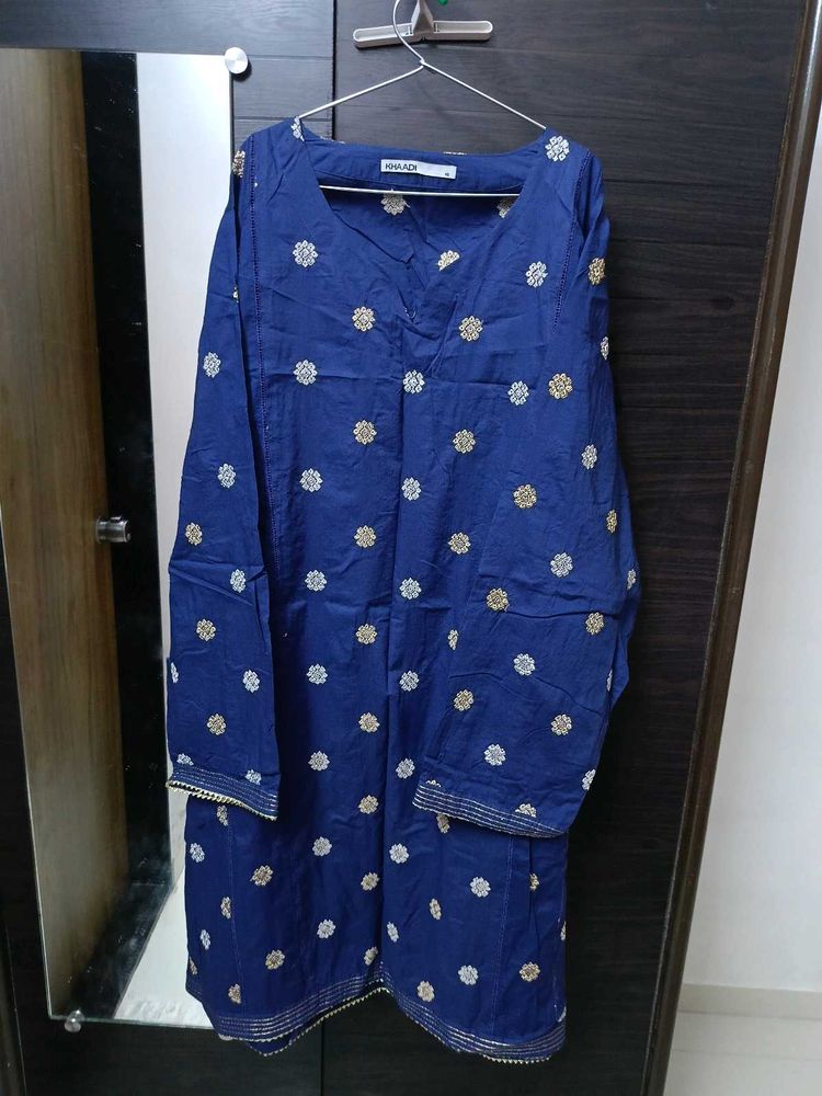 Blue Lawn Embroidery Kurta