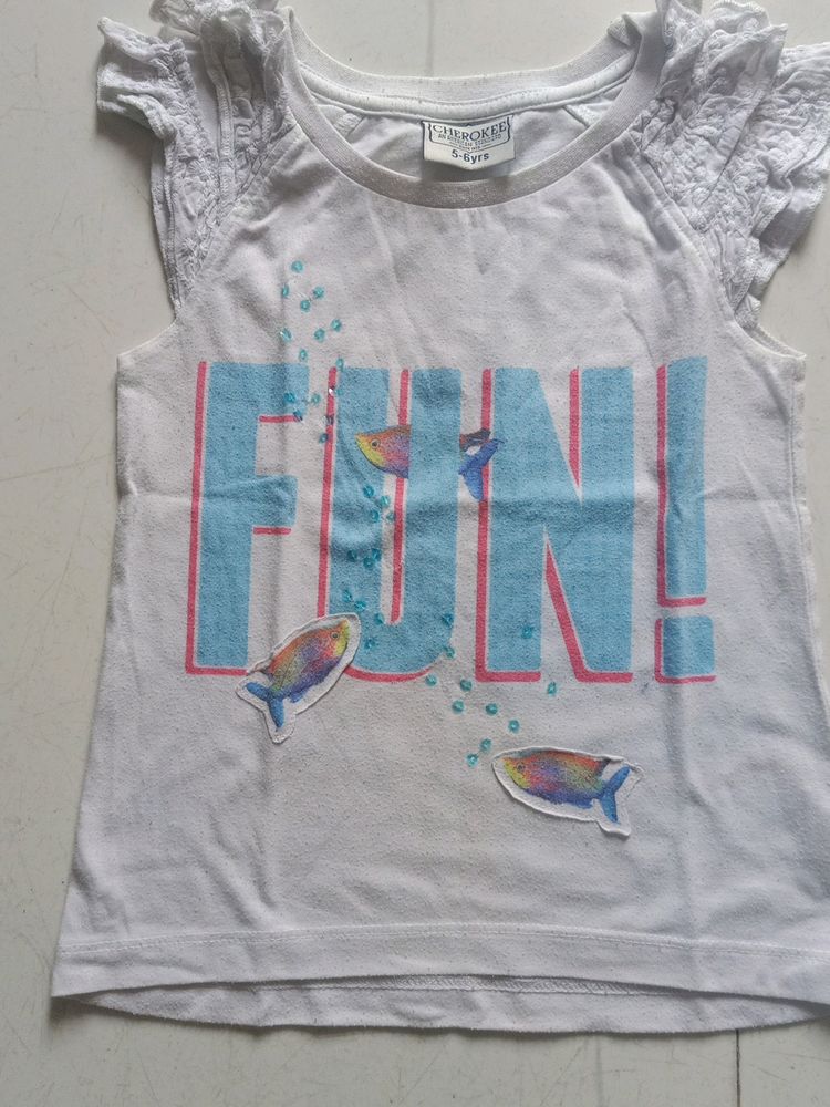 Kids White Fun Fish Graphic T-Shirt
