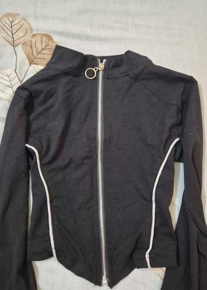 Black Zip-Up Gym Top