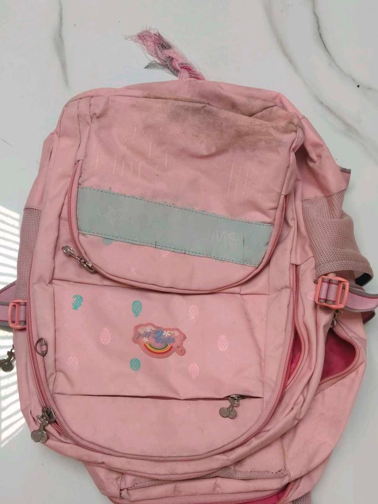 Pink Backpack with Rainbow Detail