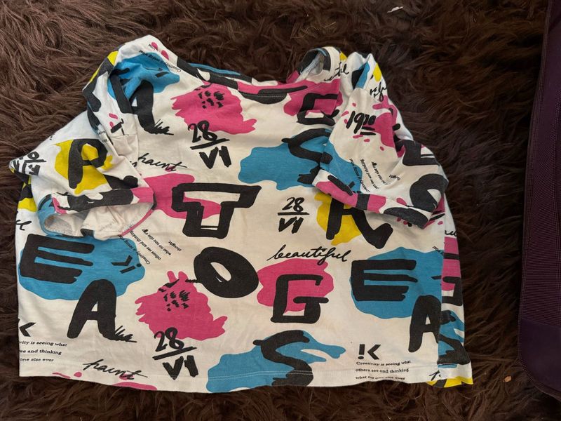 Graphic Print Crop Tee