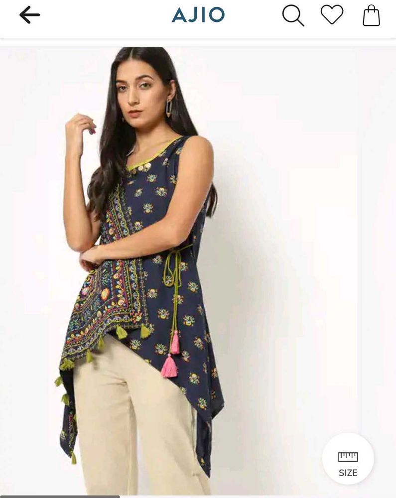 AJIO FusionFloral Print Wrap-Style Tunic Angrakha