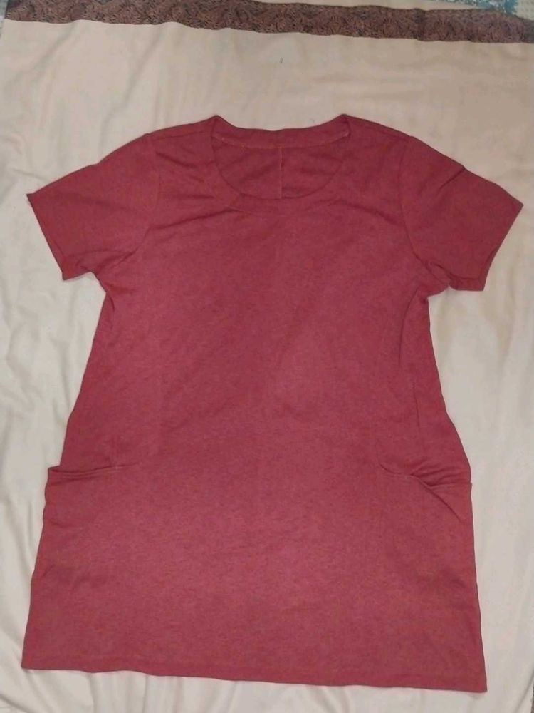 Casual Maroon T-Shirt Dress