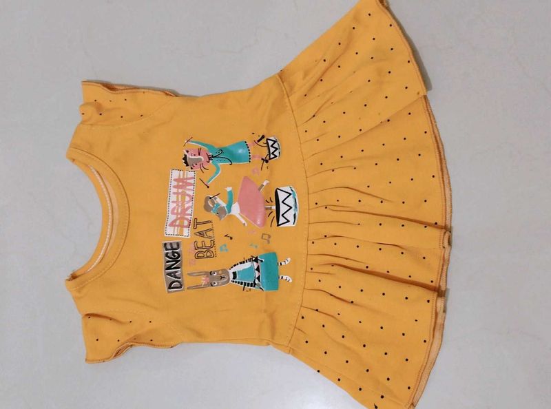 Cute Yellow Dress with Dance Beat Print