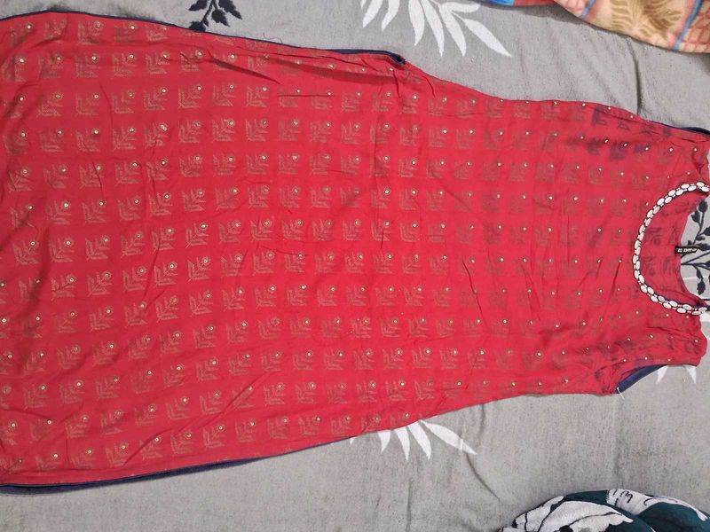 Red nd blue plaazo Ethnic Kurta with Golden