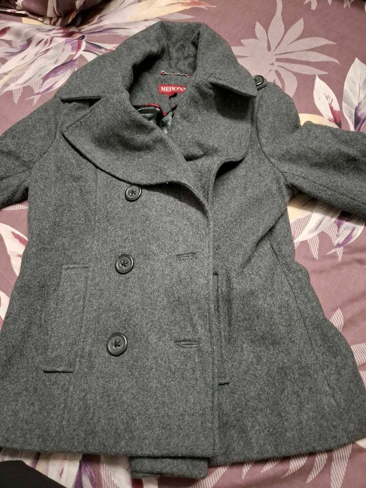 Classic Grey Wool Blend Coat