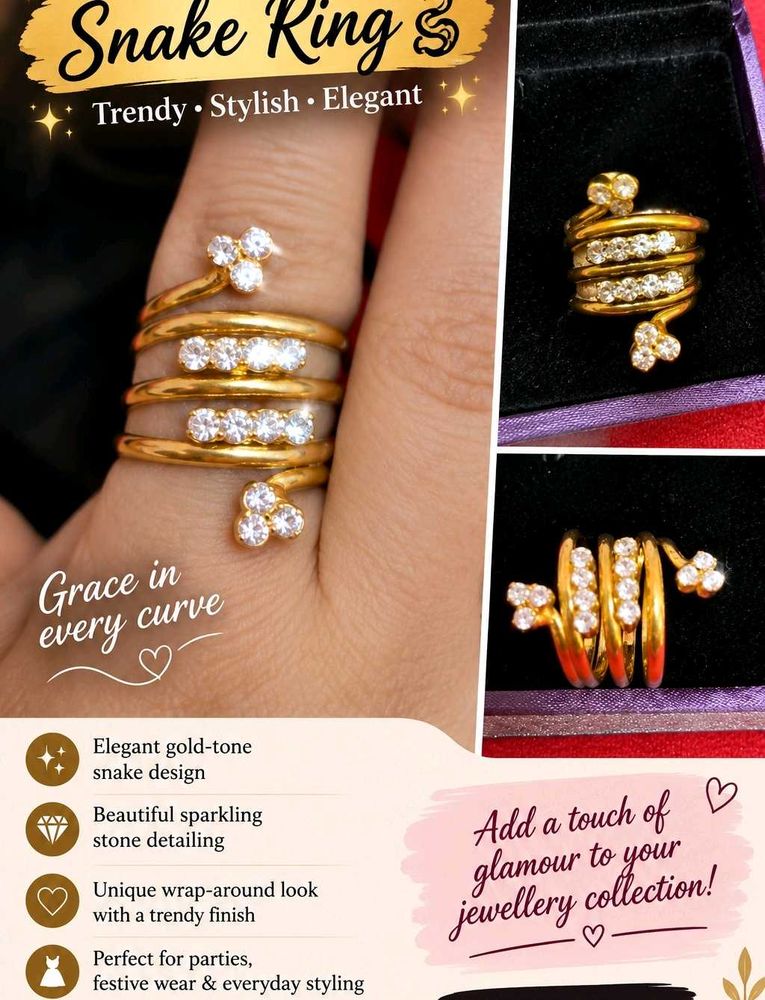 Elegant Snake Wrap Ring with Sparkling Stones✨️✨️