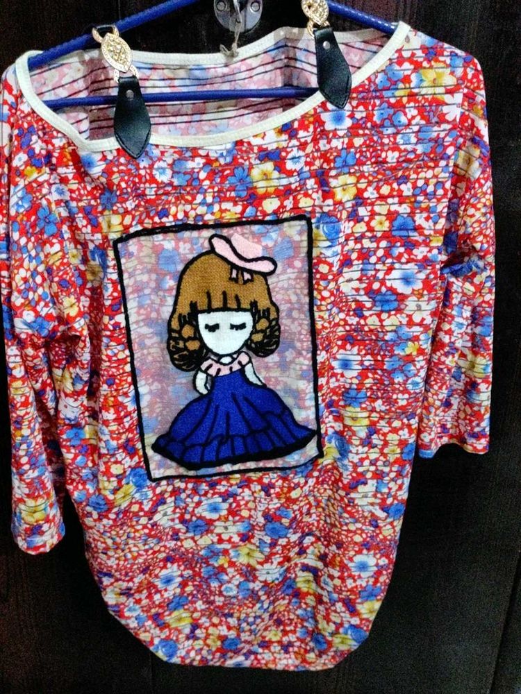 Cute Cartoon Print Top
