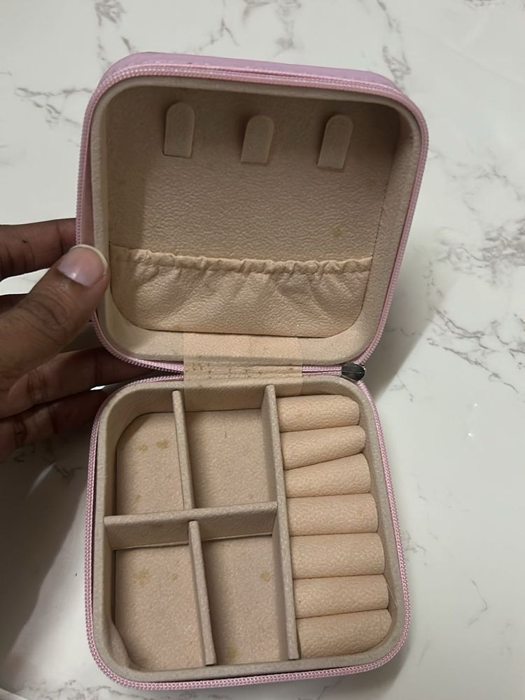 Pink Travel Jewelry Organizer Box