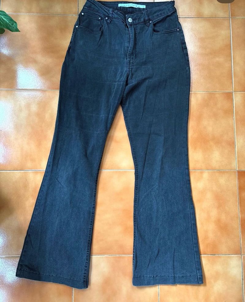 high waisted Flared Black Denim Jeans