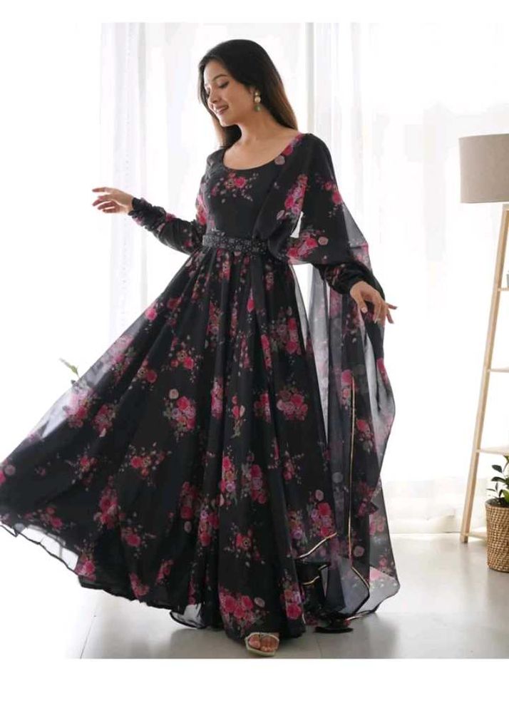 Floral Print Anarkali Gown