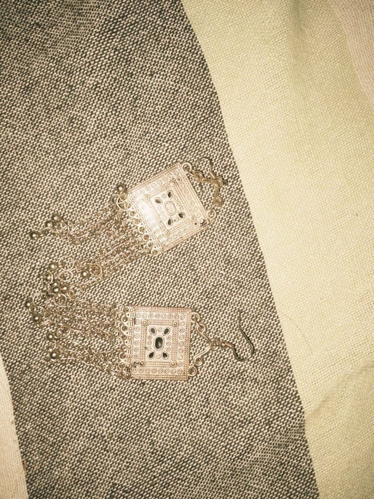 Silver-Tone Ethnic Statement Earrings ✨