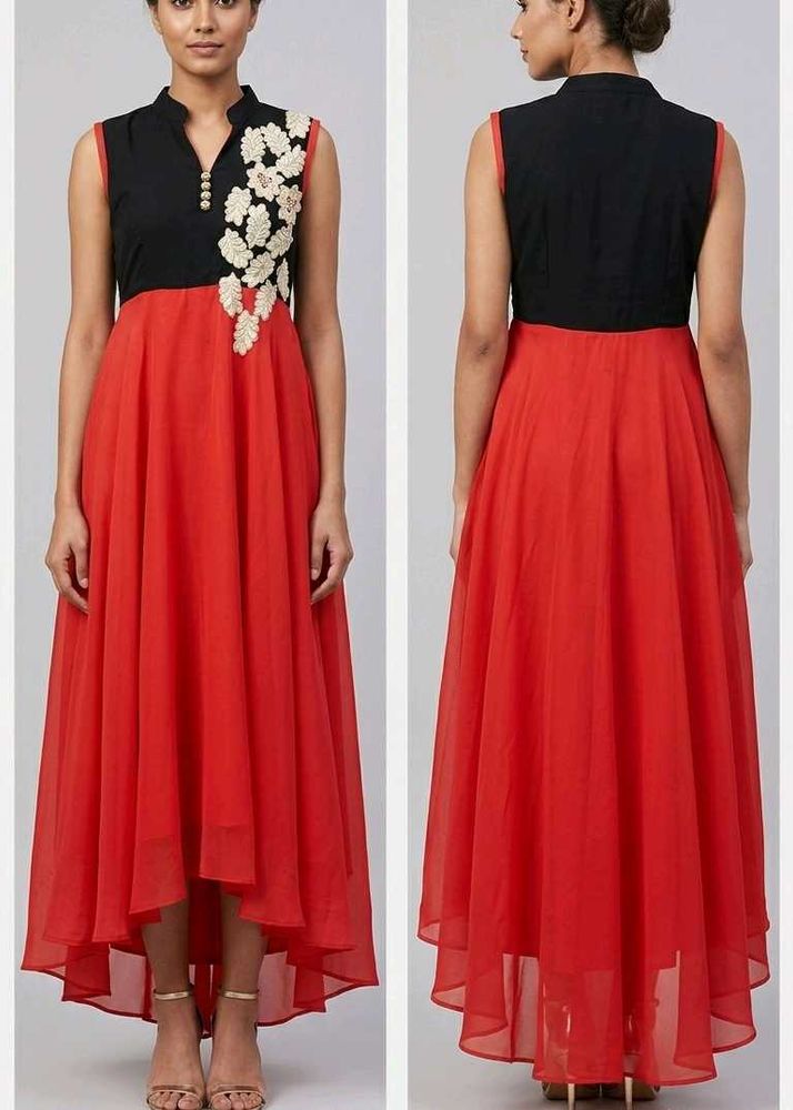 Stunning Red &amp; Black Embroidered Gown