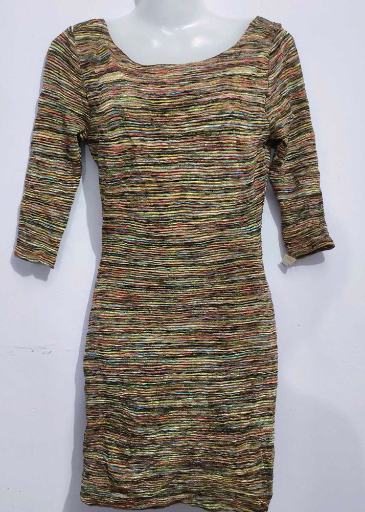 Textured Striped Mini Dress