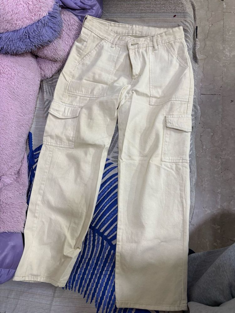 Cream Cargo Pants