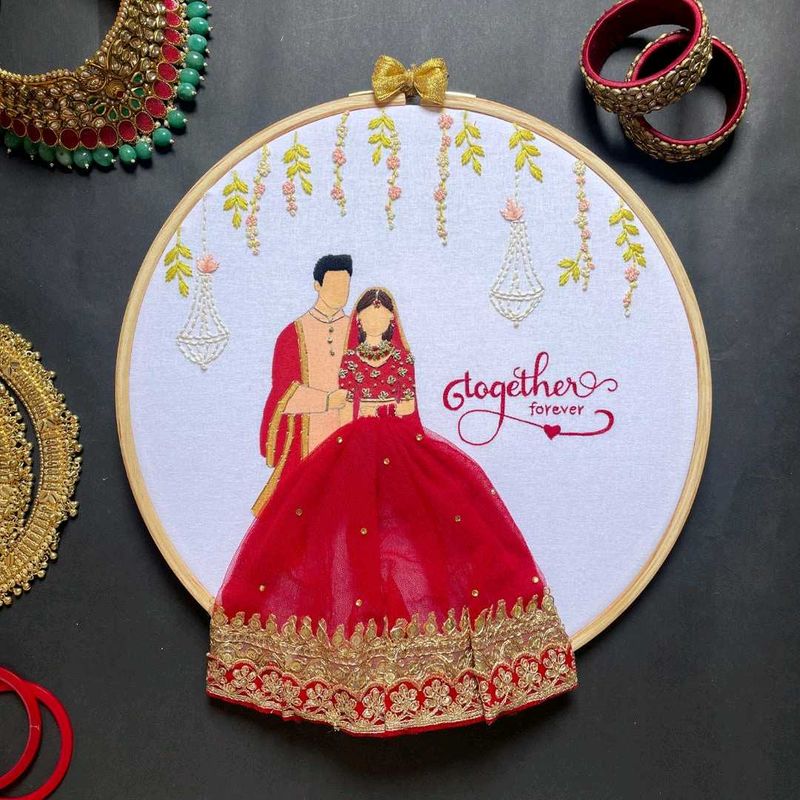 Custom Embroidered Wedding Portrait