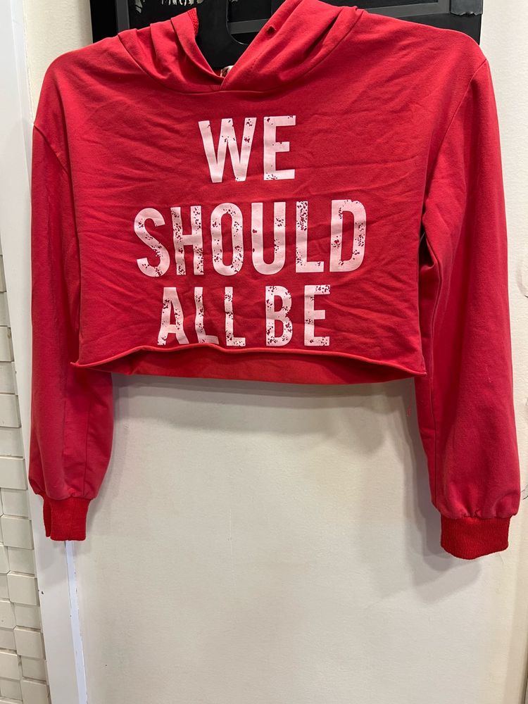 Red Crop Hoodie
