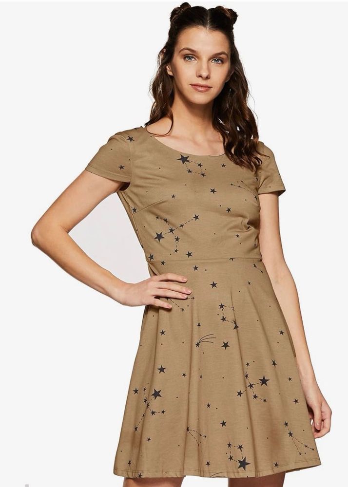 Tan Star Constellation Mini Dress