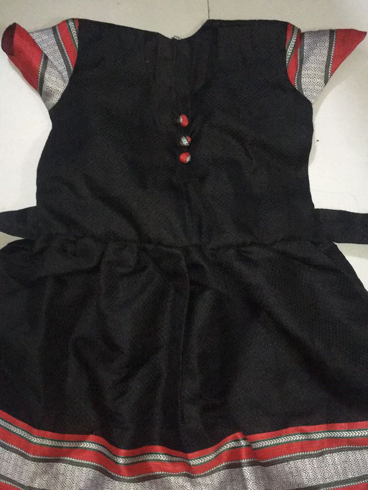 Cute Black Dress with Sari Border