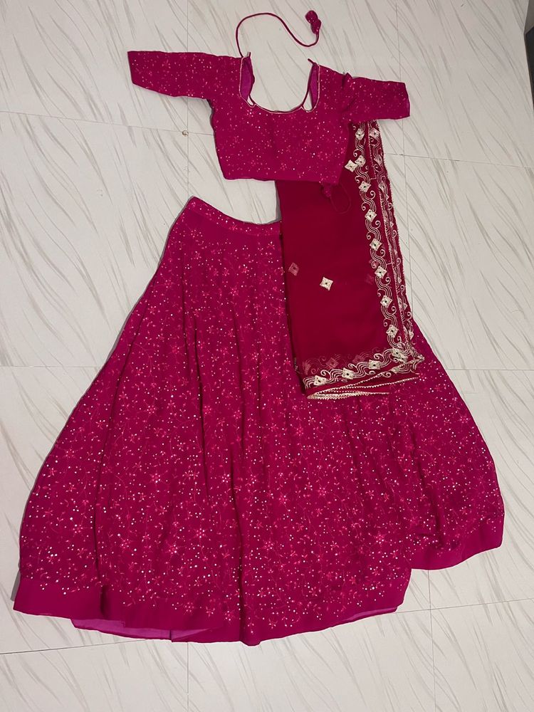 Stunning Magenta Embroidered Lehenga Choli
