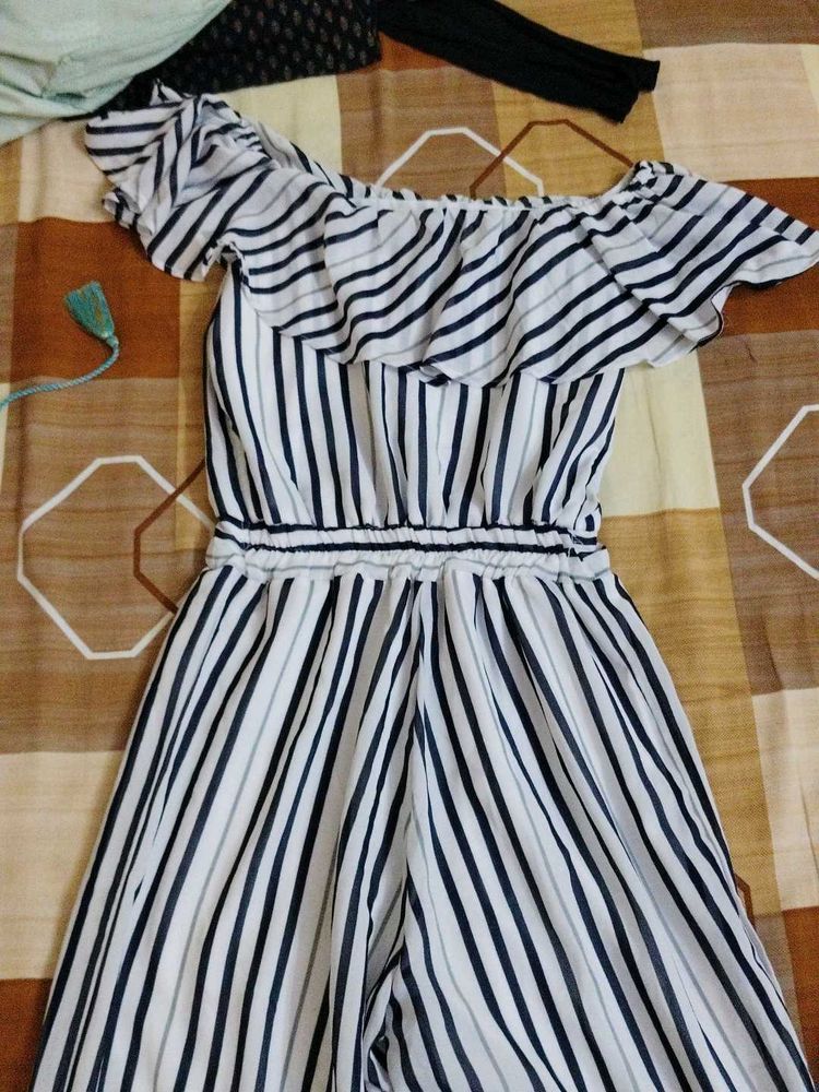Striped Off-Shoulder Jumpsuit