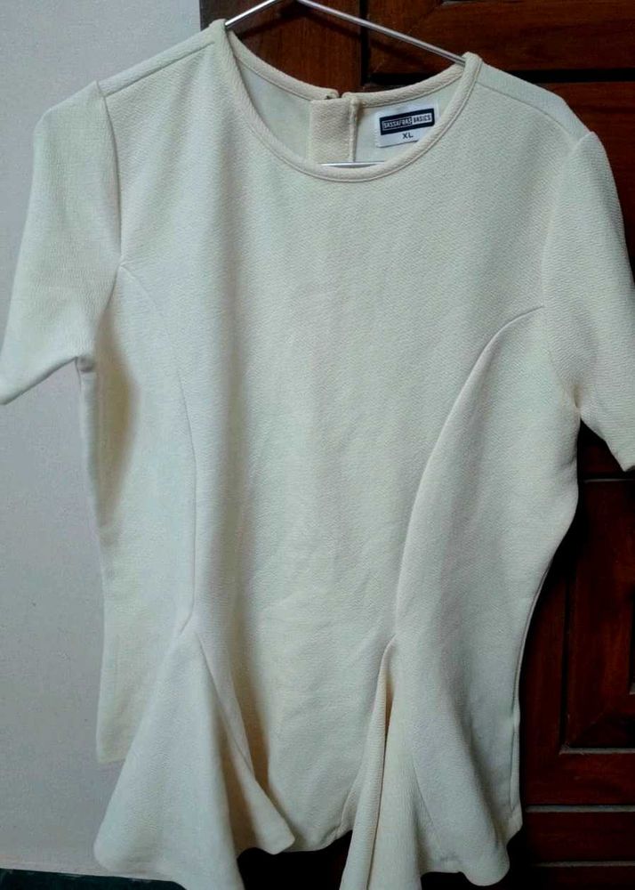 👚 SASSAFRAS Off-White Flared Casual Top