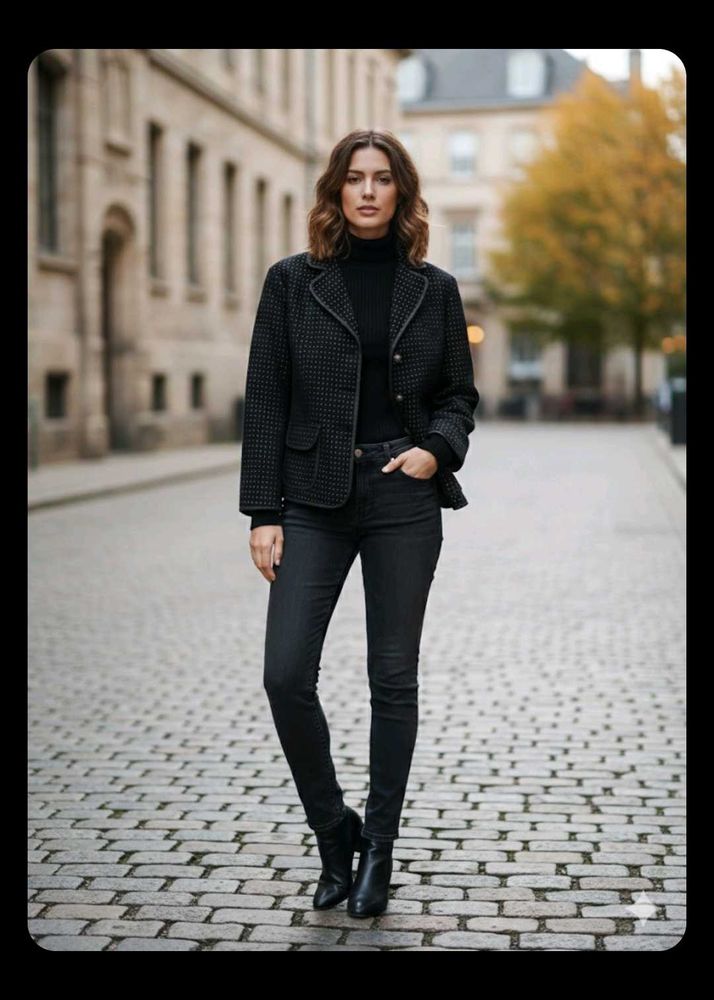 Stylish Houndstooth Blazer
