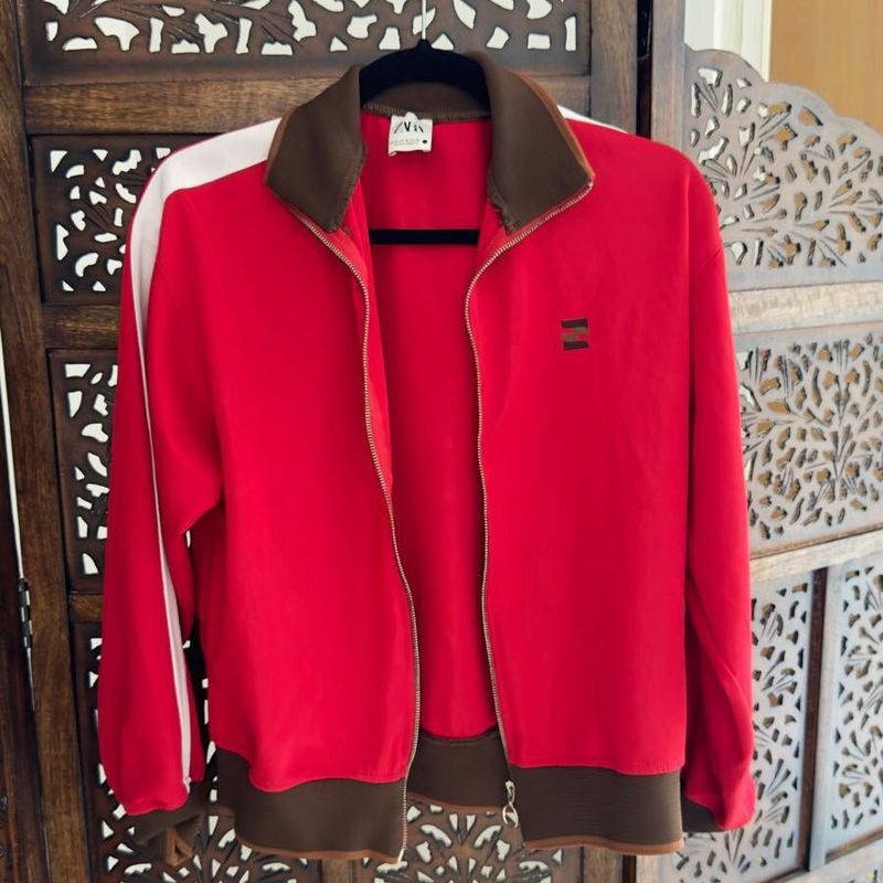 Like New Zara Red Track Bomber Jacket