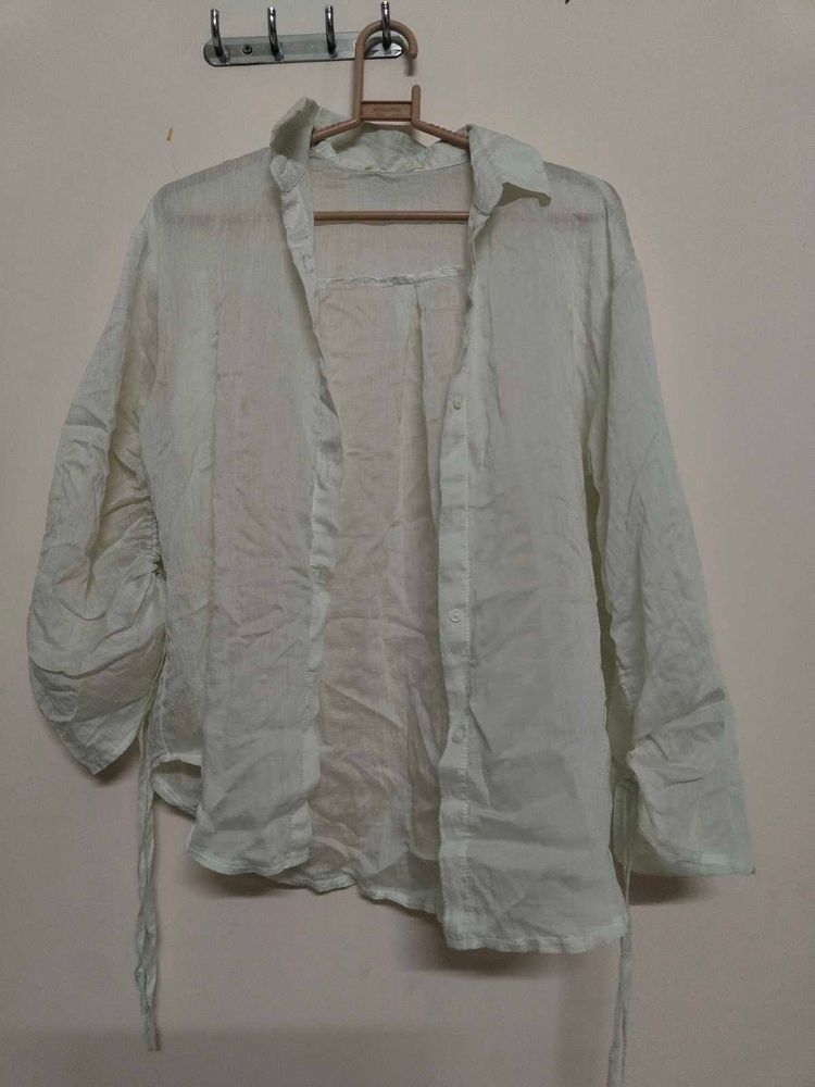 off-White Sheer Button-Up Shirt