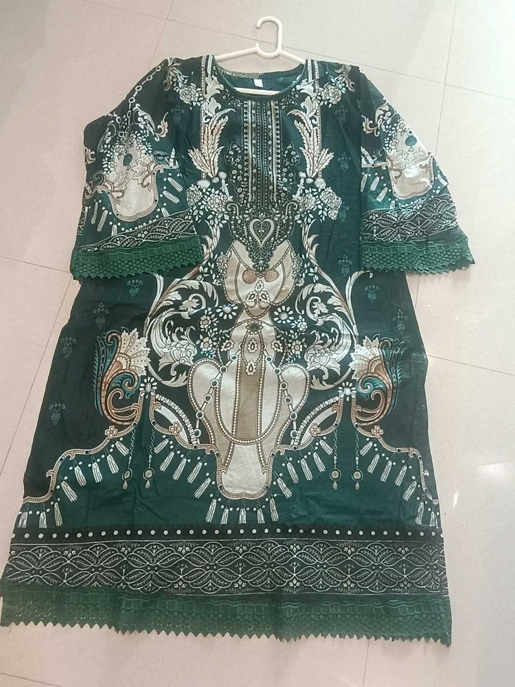 Elegant Green Printed Kurta and plazo with dupatta