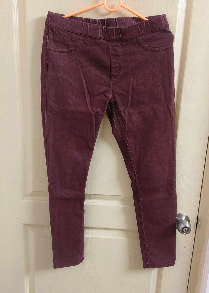 Maroon Colored Comfortable Jeans