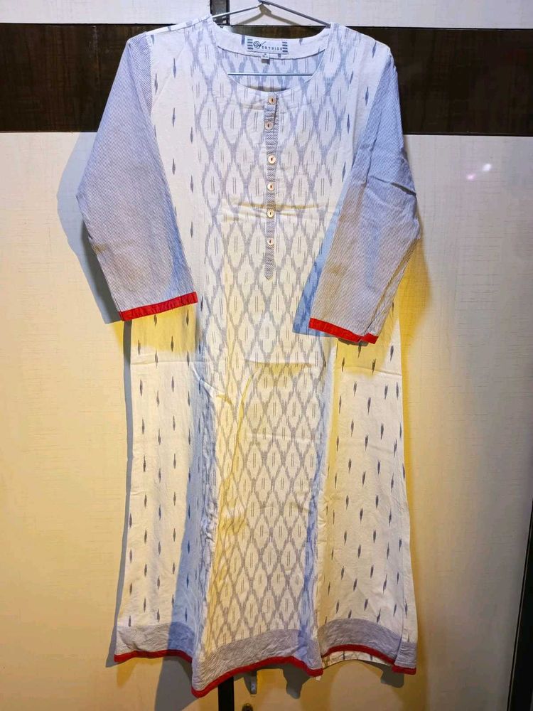Cotton White Print Kurti