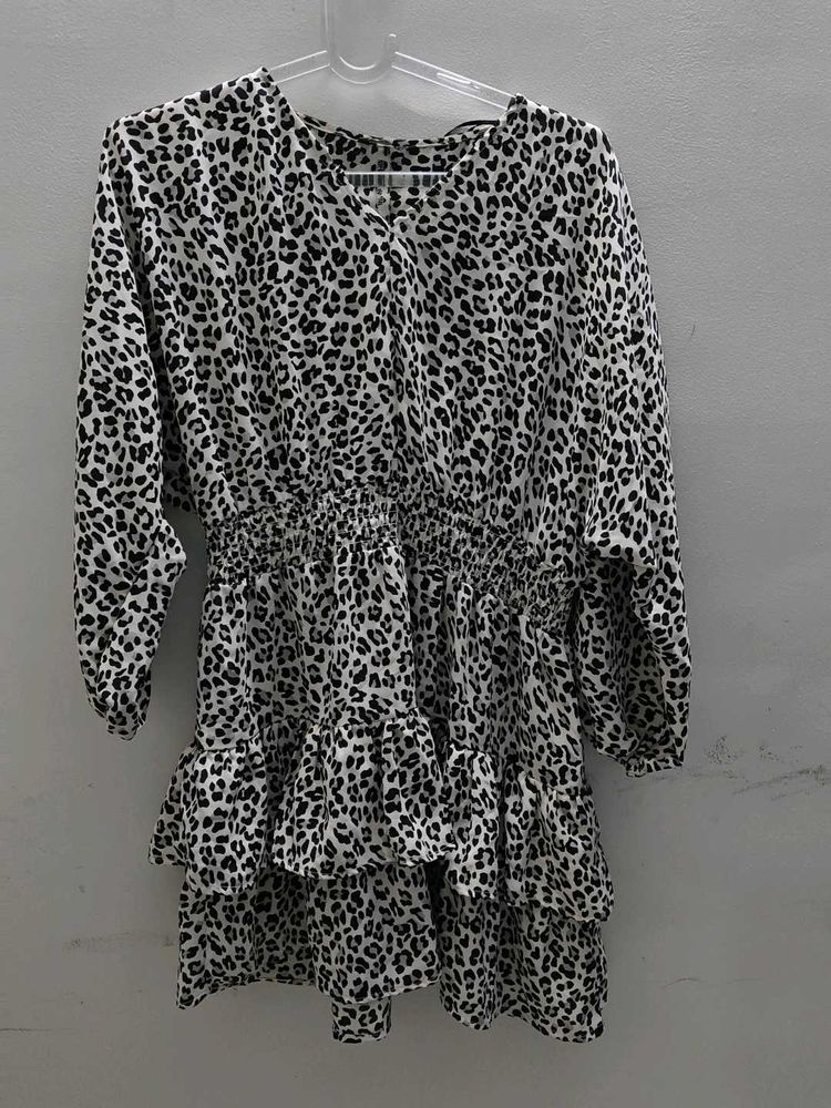 Leopard Print Ruffle Dress