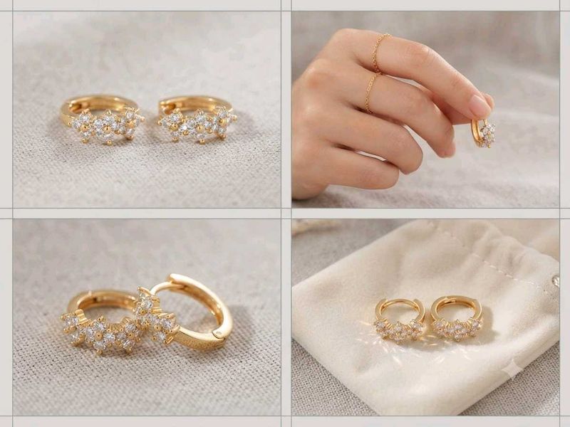Sparkling Hoop Earrings with Crystals
