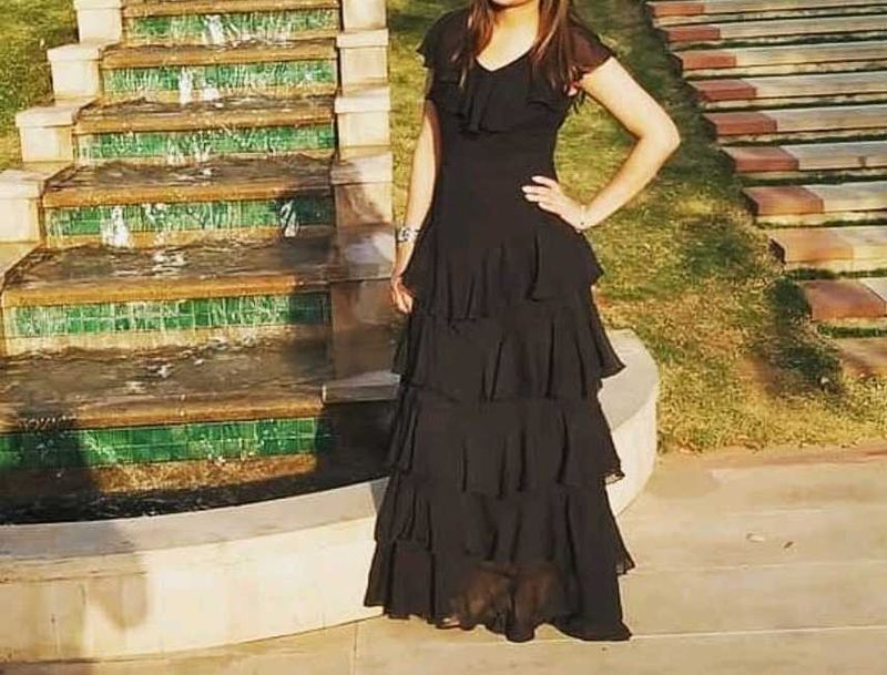 Black Ruffle Maxi Dress