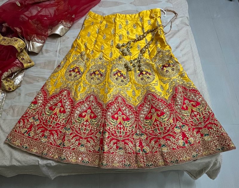 Yellow Red Lehanga
