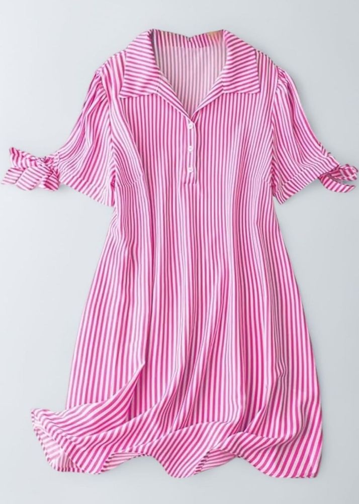 Pink Striped Button-Up Dress
