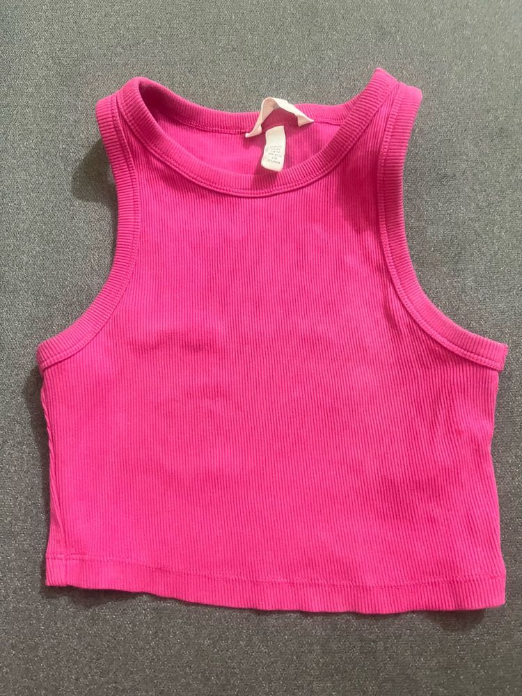 Pink Ribbed Tank Top