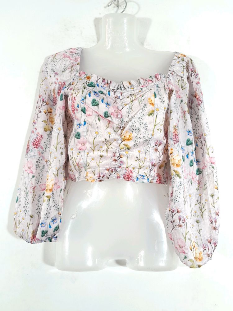 Pink Floral Printed Western Top (Women's)